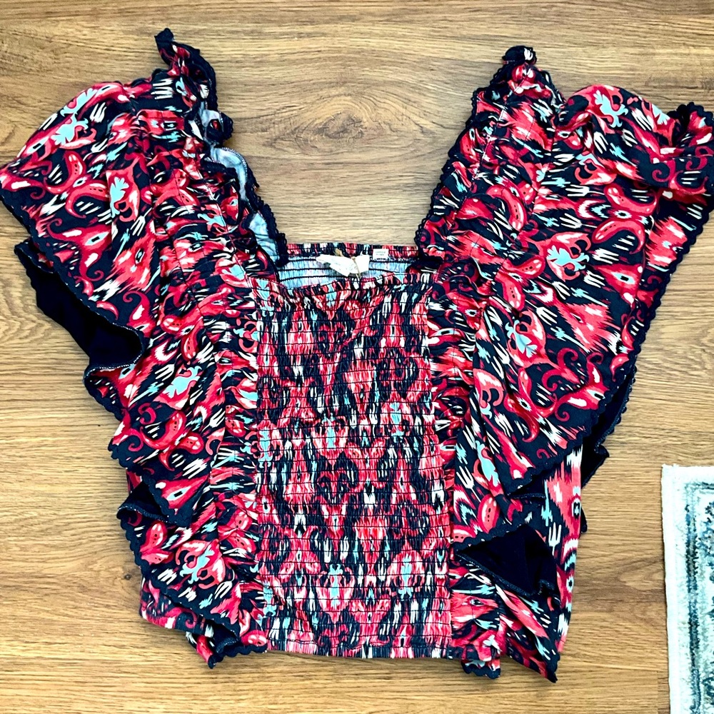 Anthropologie Let Me Be smocked top